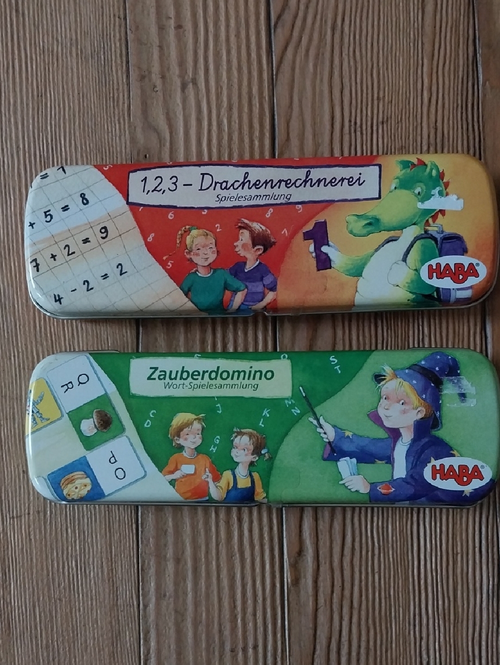 HABA Kids Puzzle Game Tin Set - Green and Yellow
